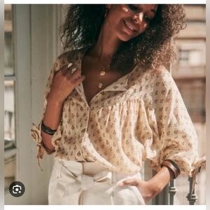 Sezane Cristina Silk Cotton Blouse
